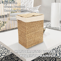 Panier de rangement multifonctionnel en jonc de jacinthe d'eau et en paille de jonc de mer, écologique, fait à la main, avec couvercle pour la lessive, pour usage domestique