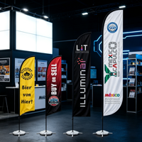 Drapeau publicitaire portable en forme de goutte d'eau pour stand de salon professionnel avec logo personnalisé