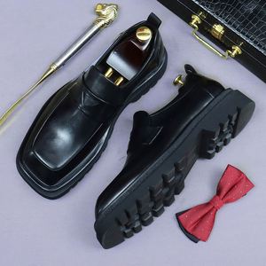 2026 High Quality Luxury Men's Shiny Leather Lace-Up Pointed Toe Anti-Slip Breathable Casual Loafers Business Formal Shoes - Product Image 1