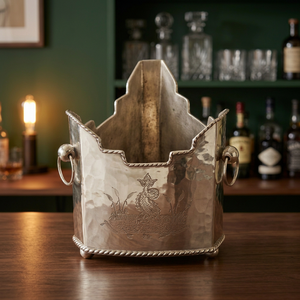 Porte-bouteille à vin en laiton plaqué argent - Product Image 3