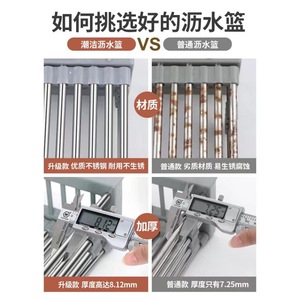 Estante de almacenamiento para fregadero de cocina para platos y utensilios, cesta de drenaje, escurreplatos, estante extensible para almacenamiento de platos - Product Image 4