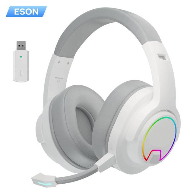 ESON OEM Over-Ear 2.4G Wireless for 5.4 Gaming Headset with RGB Lighting and Microphone for PC/PS5 Low Latency