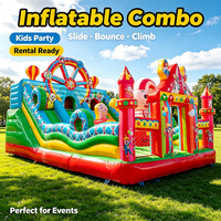 Château gonflable avec toboggan et trampoline pour enfants, PVC, intérieur/extérieur, vente en gros