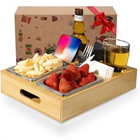 Boîte de rangement multifonctionnelle en bois pour canapé et bureau, avec support pour télécommande et plateau de service, design moderne et simple