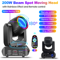 Projecteur LED 200W à tête mobile à prix usine, faisceau, spot et wash avec effet arc-en-ciel et télécommande pour DJ, scène, discothèque, mariage