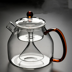 New sinh thái thân thiện handmade chịu nhiệt rõ ràng cao Borosilicate kính trà Chậu & ấm với đôi Infuser hiện đại Đảng sử dụng - Product Image 4