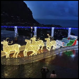 Renne de Noël lumineux à LED avec traîneau pour décoration de rue du Nouvel An - Product Image 1