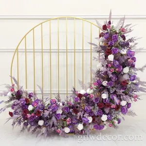 GNW Party Stage Gold Metal Purple flower arch wedding artificial rose garden arch flower arrangements