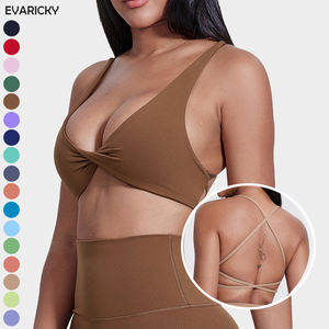 Cime da donna con scollo a V con Design frontale per Yoga <span class=keywords><strong>Crop</strong></span> <span class=keywords><strong>top</strong></span> Cross Back da palestra reggiseno sportivo Yoga da donna - Product Image 1