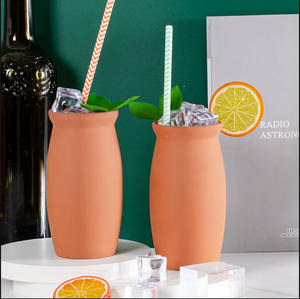 Taza Cantarito de Terracota Roja con Logotipo Personalizado, Vaso de Barro Estilo Mexicano para Cócteles, Cerveza y Bebidas Frías, Taza de Cerámica Hecha a Mano - Product Image 1