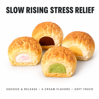 Jouet Squishy Crème Pâtissière à Remontée Lente, Effet Croûte Craquelée, Remplissage Crème, Imprimé, Anti-Stress, Cadeau de Bureau