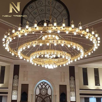 Lanterne Ramadan personnalisée de grande taille, lampe à plusieurs couches, lustre LED pour mosquée, hall de prière