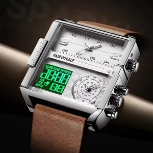 นาฬิกาข้อมือควอตซ์อิเล็กทรอนิกส์ Mark Fairwhale 4270 รุ่น Elegant สำหรับผู้ชาย หน้าปัดสี่เหลี่ยม แสดงวันที่ เรืองแสง สไตล์สปอร์ต วินเทจ ลำลอง - Product Image 6