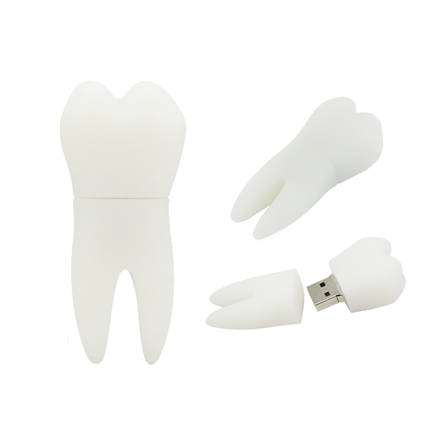 Doctors Promotional Gifts Tooth Shaped USB 2.0 Flash Drive 4GB 8GB 16GB Dentures USB Stick 32GB PVC Pedrive 64GB 128GB