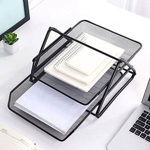 Best Quality Home Office Desktop <b>File</b> Tray Detachable 2 Tiers Metal Mesh Stackable Desk <b>File</b> <b>Document</b> Organizer - Product Image 4