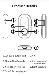 Bộ Phụ Kiện Xe Hơi Không Dây BR08 AUX Wireless-Bộ Chuyển Đổi Âm Thanh 5.0 Bộ Thu Âm Thanh Xe Hơi 3.5Mm Để Phát Nhạc & Gọi Rảnh Tay - Product Image 5