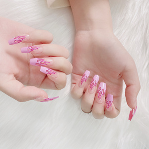 TSZS 24 <span class=keywords><strong>Uñas</strong></span> Postizas con Diseño <span class=keywords><strong>de</strong></span> Llama, <span class=keywords><strong>Uñas</strong></span> Acrílicas Cortas Tipo Ataúd para Mujeres y Niñas, Manicura DIY, Salón <span class=keywords><strong>de</strong></span> Belleza - Product Image 5