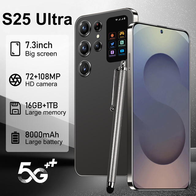 2025 S25 Ultra Android 14 Smartphone Unlocked 16GB+1TB Screen 16GB+1TB Global Version
