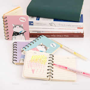 Mini cahier de notes chat mignon taille A6 livre de mémo en cuir relié par fil 80 feuilles-160 Pages haut en spirale pour fournitures scolaires utilisation de bureau - Product Image 6
