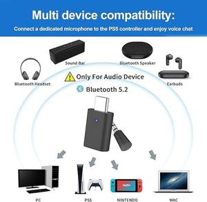 USB C Màu Xanh Răng <span class=keywords><strong>Adapter</strong></span> Cho PS5/PS4, Kết Nối Kép Không Dây Âm Thanh <span class=keywords><strong>Adapter</strong></span> Độ Dễ Thấp Dongle Với 3.5 Mm Analog Mic Cho PC - Product Image 2