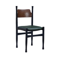 Chaise de salle à manger vintage en bois massif avec siège rembourré pour café, restaurant, hôtel