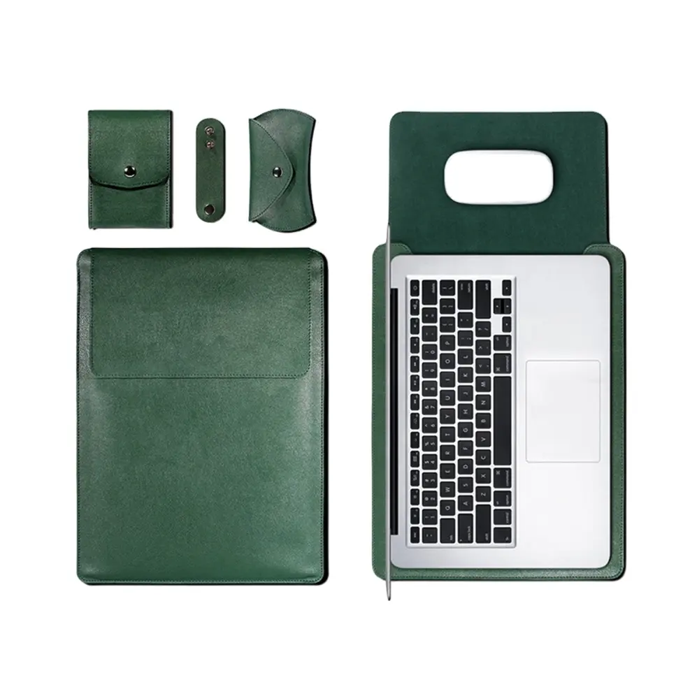 4 in 1Modern design Pc Protective Pu Microfiber Sleeve Case Air / Pro Notebook gift felt laptop bag for 11 12 13 15 inch macbook