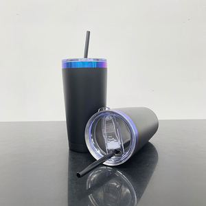 Vaso Personalizado con Logotipo, Degradado, de Acero Inoxidable de 20 oz, Azul y Morado, con Tapa y Pajita - Product Image 3