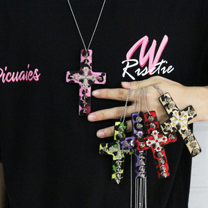 Collares de cadena tipo gargantilla, joyería estética, bisutería para fiesta, estilo Y2K Punk, collar con colgante de <span class=keywords><strong>esqueleto</strong></span> y cruz para mujeres y hombres, gótico, para clavícula - Product Image 3