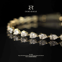 Bracelet en Moissanite VVS taille Poire East West, en Argent Sterling 925 Plaqué Or 18K, Bijoux en Moissanite pour Femme et Homme