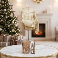 Sculpture de torse masculin classique grec en résine, figurine, statue, base en marbre, décoration de table, décoration de hall d'hôtel, ornement artisanal, beige