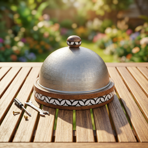 Olla Caliente Árabe de Metal con Base de Madera y Tapa de Acero Inoxidable, Cacerola de Lujo Antiadherente y Aislada para Hoteles y Fiestas de Boda - Product Image 1