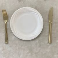 Assiettes en papier jetables pour desserts, blanches, légères, rondes de 7 pouces, pour la maison, les fêtes et l'usage quotidien