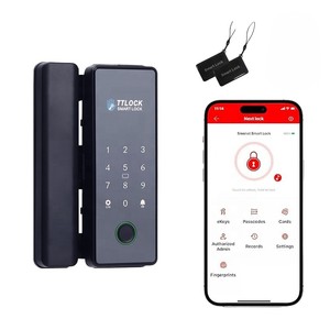 Kunci Pintu Kaca Geser Kantor TTlock App Cloud dengan Sidik Jari, Kata Sandi, NFC, Kartu Tanpa Kunci, Buka Kunci Tanpa Bor, Kunci Pintar untuk Kantor - Product Image 1