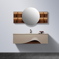 Meuble de salle de bain en bois personnalisé, combinaison de meubles de toilette imperméables pour hôtels, y compris lavabo