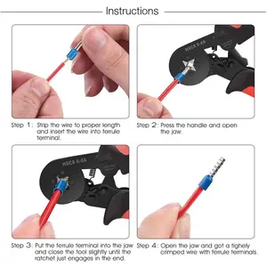 Self-adjustable Ratchet Terminal Ferrule Crimping Tool Kit Crimper Plier Set With 1800PCS Ferrules Assortment