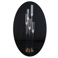 Candélabre en acrylique transparent avec LED, centre de table, porte-bougie à 3 bras pour bougies pilier et coniques avec abat-jour en acrylique