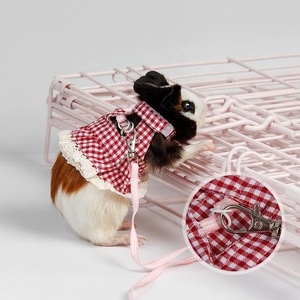 工場直販かわいいフェレットハニークォールハムスターリス屋外ハーネスペット牽引ロープリスチェック柄服 - Product Image 2