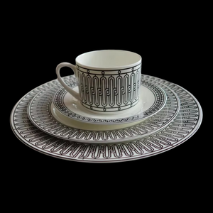 Best Selling 4Piece Nordic Luxury <b>Black</b> Line Dining Room <b>Set</b> Ceramic <b>Plate</b> with Gift Box - Product Image 1