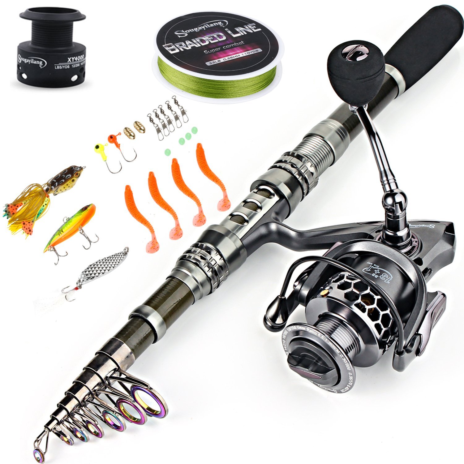 china telescopic spinning fishing rod suppliers PLUSINNO Pole, Fishing and Reel Combo,Telescopic Fishing Rod Kit with Reel, Collapsible Portable Fishing Pole with Carrier Bag for Freshwater Saltwater Fishing Gifts for Men Women Customized Carbon Telescopic Spinning Fishing
