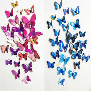 Autocollant mural <span class=keywords><strong>en</strong></span> PVC 3D coloré <span class=keywords><strong>en</strong></span> forme de papillon, écologique, imperméable, réutilisable, décoration de fête d'anniversaire, style Art Déco, papillons - Product Image 1