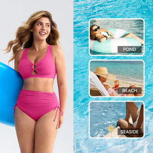 Traje de Baño de Dos Piezas con Control de Abdomen Ajustable y Logotipo Personalizado, Superventas <span class=keywords><strong>en</strong></span> <span class=keywords><strong>Tiktok</strong></span>, Traje de Baño de Talla Grande para Fitness, Ropa de Playa - Product Image 4