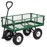 Chariot de jardin robuste en fonte, pliable, pneumatique 3.50-4, chariot à main à quatre roues, plateforme en maille, outils OEM, charge 250 kg