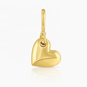 قلادات فضة استرليني 925 مطلية بالذهب عيار 14/18 قيراط على شكل قلب منفوش موضة عام 2024 لصنع المجوهرات