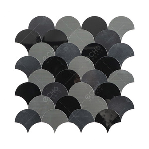 Cá quy mô hình dạng kết hợp màu xám màu phản quang kim loại Gạch Mosaic vỏ và dính 3D tường Sticker - Product Image 1