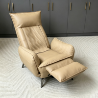 Fauteuil de massage moderne haut de gamme, chaise de loisirs créative individuelle, fauteuil inclinable manuel en cuir, fauteuil de salon en bois pour le salon