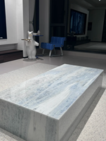 Table basse moderne en marbre bleu cristal, taille personnalisable, haut de gamme, écologique et durable, pour salon et maison