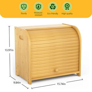 Bamboo Bread <b>Box</b> With Sliding Cover For Home Food Storage - Product Image 4