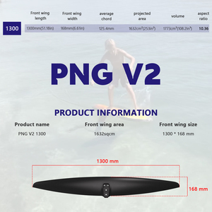 New Carbon Fiber Front Wing Hydrofoil PNGv2 1200 1300v2 1400 Durable pumpfoiling / dockstart - mostly long-distance and behind - Product Image 2