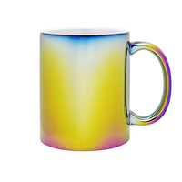Tasse à café en céramique dégradé cyan argenté métallisé, porcelaine brillante électroplaquée, vaisselle, entreprise d'exportation mondiale