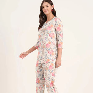 Ensemble 2 pièces pour femme en coton imprimé décontracté et écologique, motif floral, séchage rapide, respirant, nouveautés pour femmes - Product Image 1